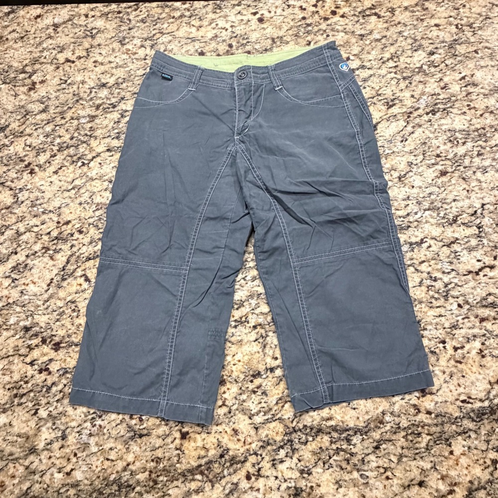Kuhl Dry Stretch Gray Cropped Hiking Pants Women Size 4 Outdoor Activewear ws